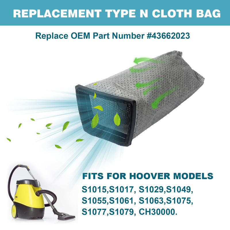 [Australia - AusPower] - 6Pcs Cloth Filter Bags Replacement for Hoover Porta Power Swingette S1015 S1029 and CH30000 Commercial Canister Vacuum Replace Part 43662023 