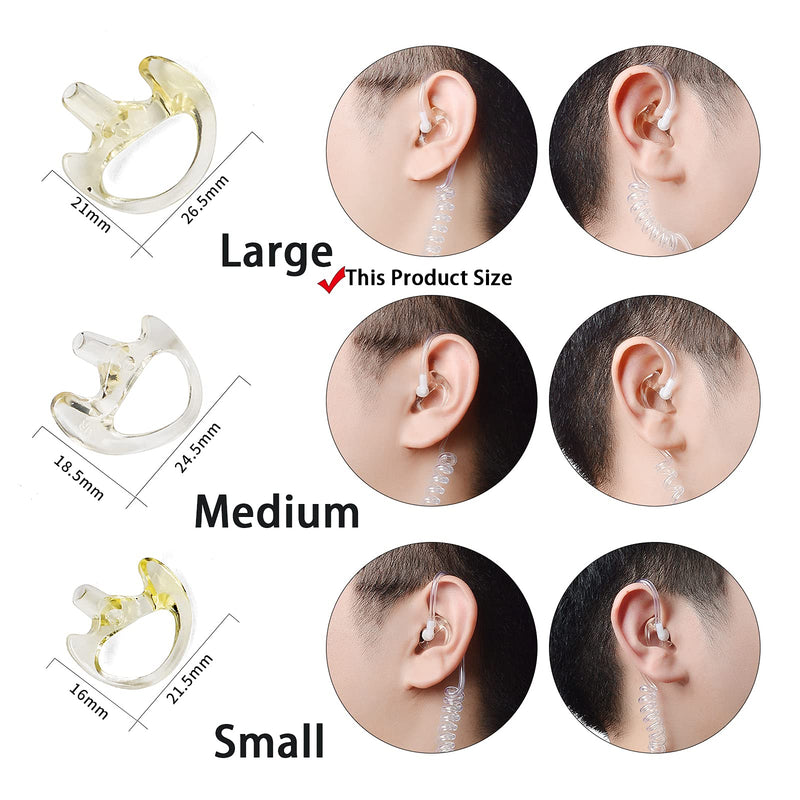 [Australia - AusPower] - HYSHIKRA Silicon Earmold Ear pier Replacement Earmold Earbud Earplug for Motorola Kenwood Two-Way Radio Law Enforcement Earpiece Air Acoustic Coil Tube Audio Kits (Large Size 3Pairs) 