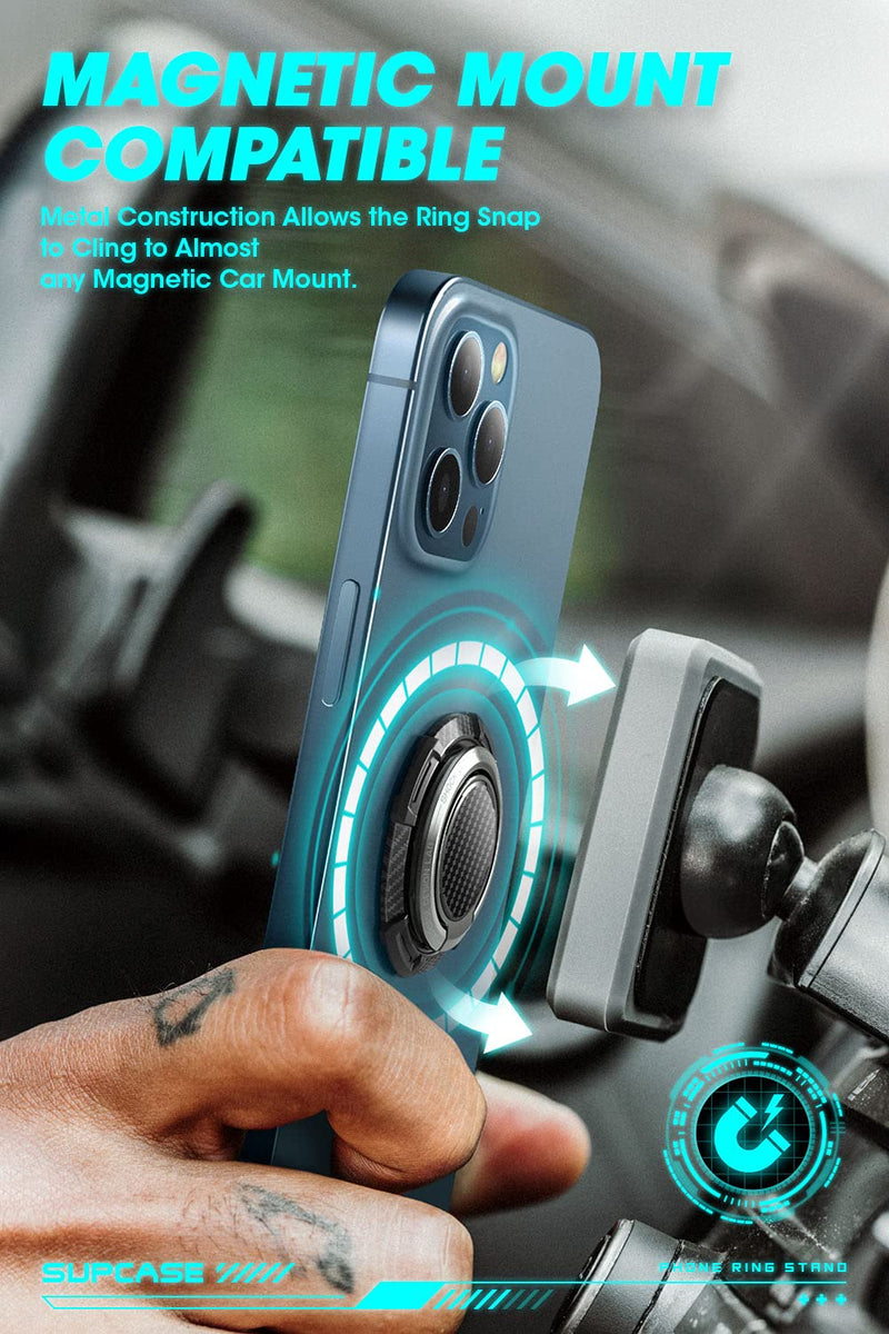 [Australia - AusPower] - SUPCASE Cell Phone Ring Holder, 360° Rotation & 180° Flip Universal Phone Ring Stand with Metal Phone Grip Compatible for Magnetic Car Mount (Black) 