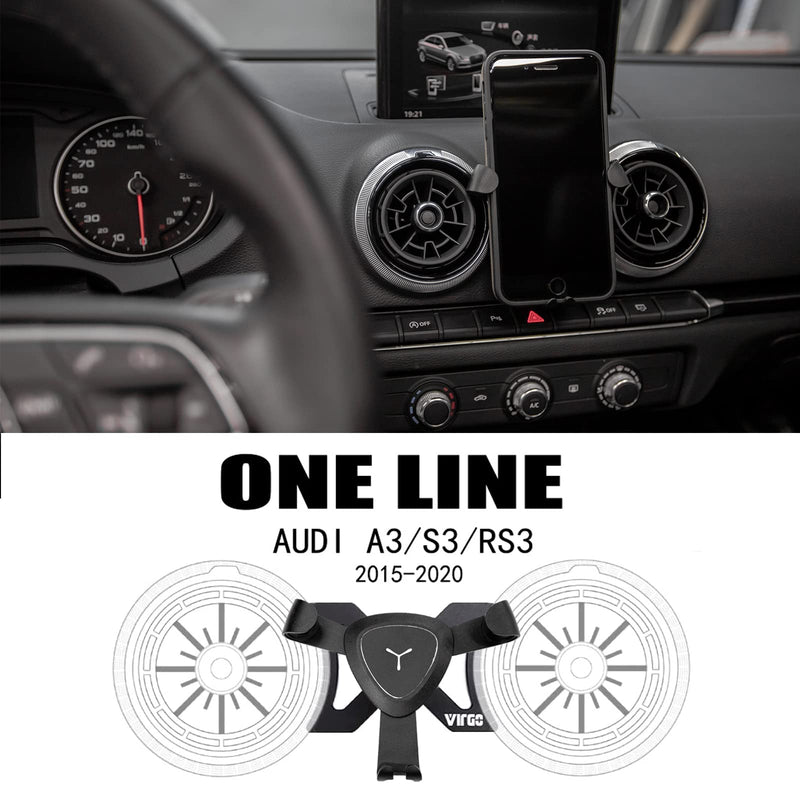[Australia - AusPower] - Car Vent Smart Phone Holder, car Navigation Gravity Phone Holder, 2014-2019 A3/S3/RS3 8V (Black) black 