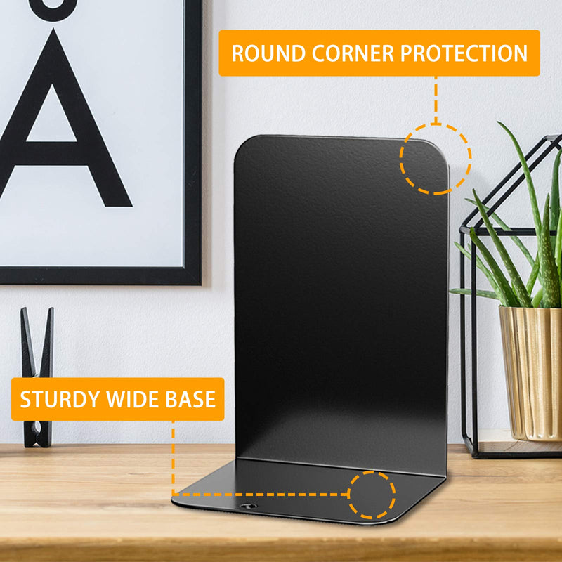 [Australia - AusPower] - VFINE Book Ends Premium Bookends for Shelves, Metal Book Ends Bookshelf Holder, Book Stopper for Home Office, Heavy Duty Black Bookend Supports 1 Pair Black 1pair 