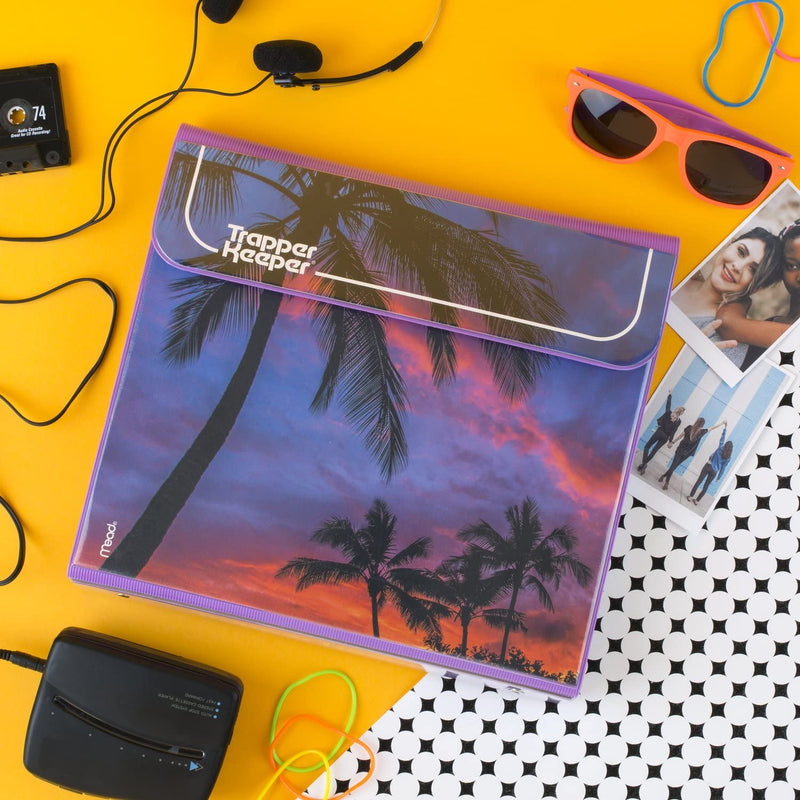 [Australia - AusPower] - Trapper Keeper Binder, Retro Design, 1 Inch Binder Includes 2 Folders and Extra Pocket, Metal Rings and Spring Clip, Secure Storage, Palm Trees, Mead School Supplies (260038FDE1-ECM) 