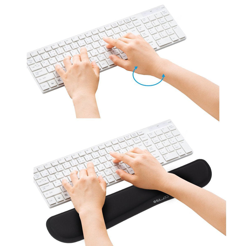 [Australia - AusPower] - ELZO Wrist Rest Support for Keyboard & Mouse Pad Combo with Comfortable Memory Foam Padding, Nonslip Rubber Base for PC Computer Laptop Mac Black-fiber 