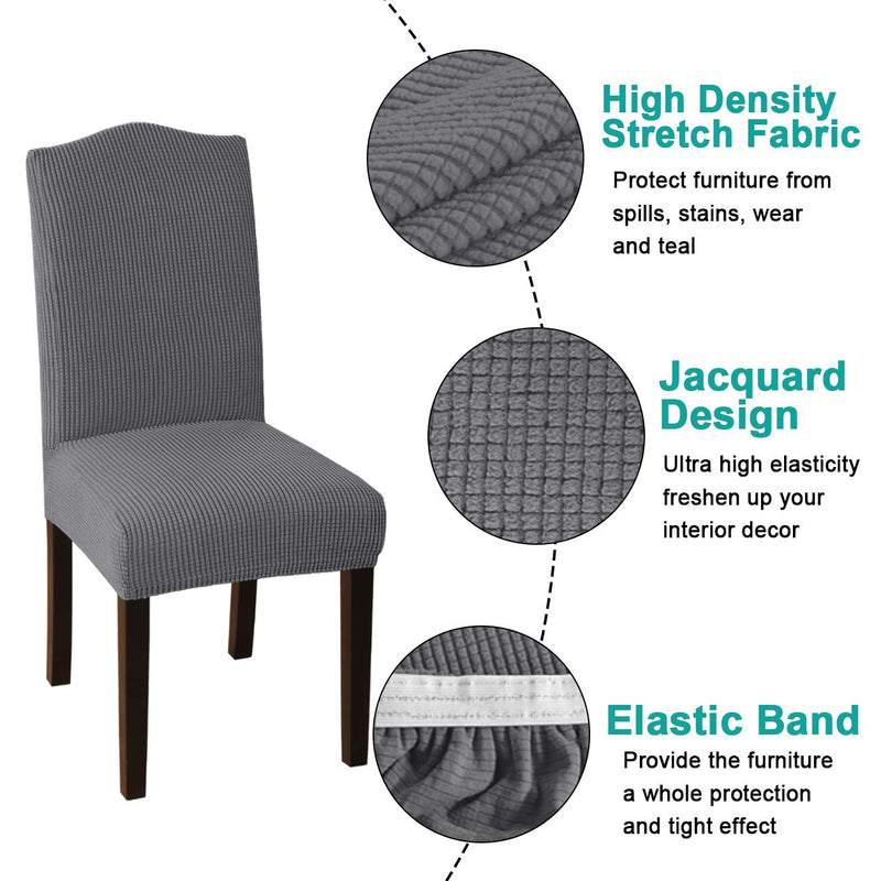 [Australia - AusPower] - Turquoize Dining Chair Covers Stretch Chair Covers for Dining Room Set of 2 Parsons Chair Slipcover Removable Kitchen Chair Covers Chair Protector Covers for Dining Room, Hotel, Ceremony (2, Grey) 