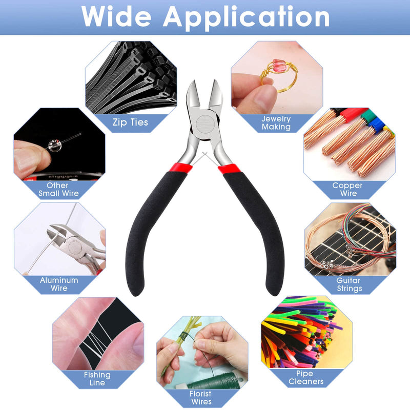 [Australia - AusPower] - Wire Cutters, Small Side Cutters for Crafts, Flush Cutting Pliers for Jewelry Making, Floral Wire Cutters for Artificial Flowers, Zip Tie Cutters for Cable Tie, Wire Cutting Tool for Guitar Strings Side Cutter Pliers 