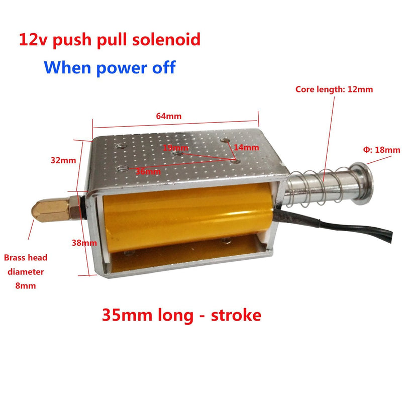 [Australia - AusPower] - Abletop Push Pull Solenoid DC 12V 35mm Long Stroke Small Electromagnetic Electric Magnet For Automobiles 