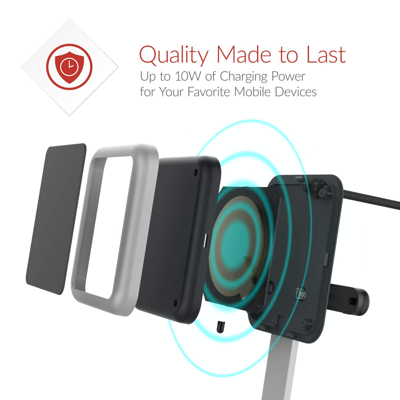 [Australia - AusPower] - Crave Wireless Charging Stand, Fast Wireless Charger 10W Qi-Certified Wireless Charging Pad for iPhone 12, 11, Xs, XR, 8, Samsung Note 20, Note 10, Note 9, S21, S20, S10 - Silver 