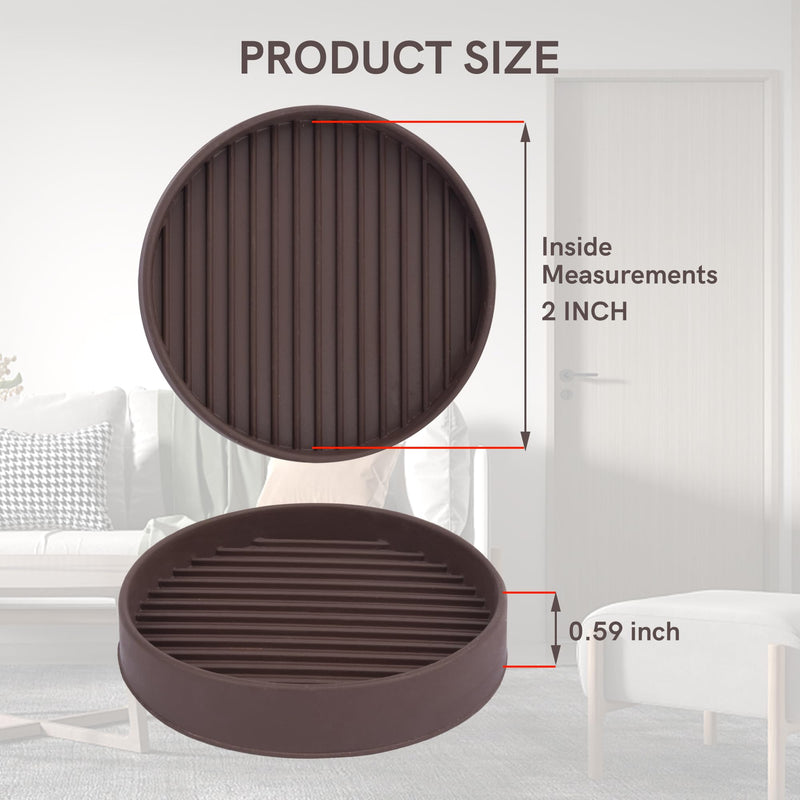 [Australia - AusPower] - Comforing Non Slip Furniture Pads 4 Pcs Rubber Pads for Furniture Feet Bed Couch Stoppers Anti Slide Caster Cups Floor Protectors (Round, 2 Inch) Round, 2 inch 