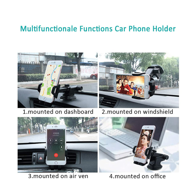 [Australia - AusPower] - Car Phone Holder Mount, 3 in 1 Cell Phone Holder for Car Dashboard Windshield Air Vent, [ Universal& Super Suction] Compatible with iPhone 12 11 SE XR XS 8 Galaxy Huawei and More (B) B 