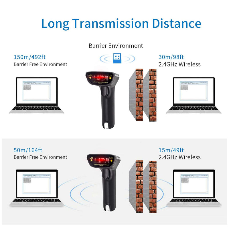 [Australia - AusPower] - Handheld Wireless Barcode Scanner(2.4Ghz Wireless& USB Wired) 2 in1 Handheld 1D Laser Barcode Scanner for Warehouse Supermarket Barcode Scanner 