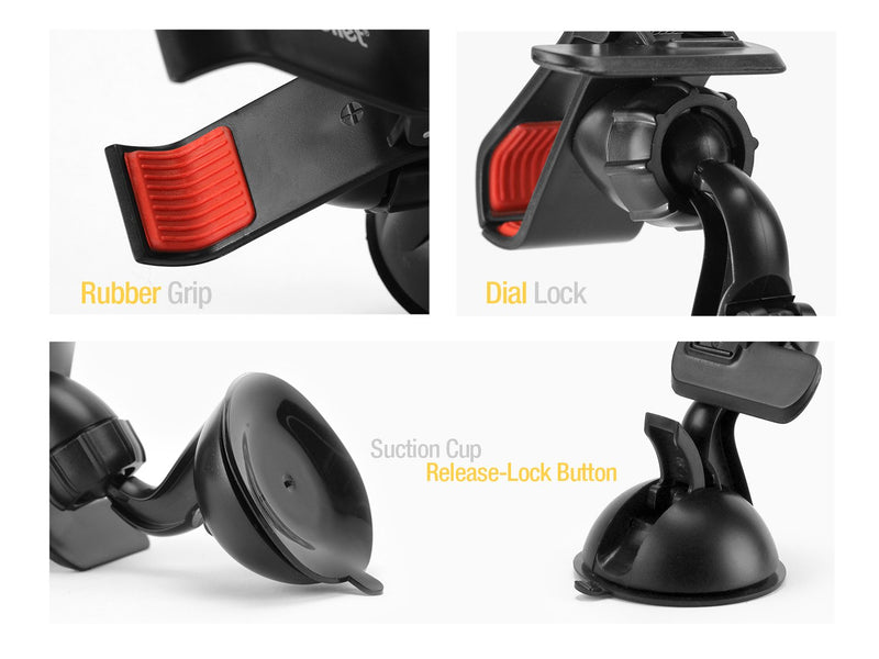 [Australia - AusPower] - Cellet Windshield Car Mount Holder for Phones Up to 3.8 Inches Wide - Retail Packaging Black Standard Packaging 