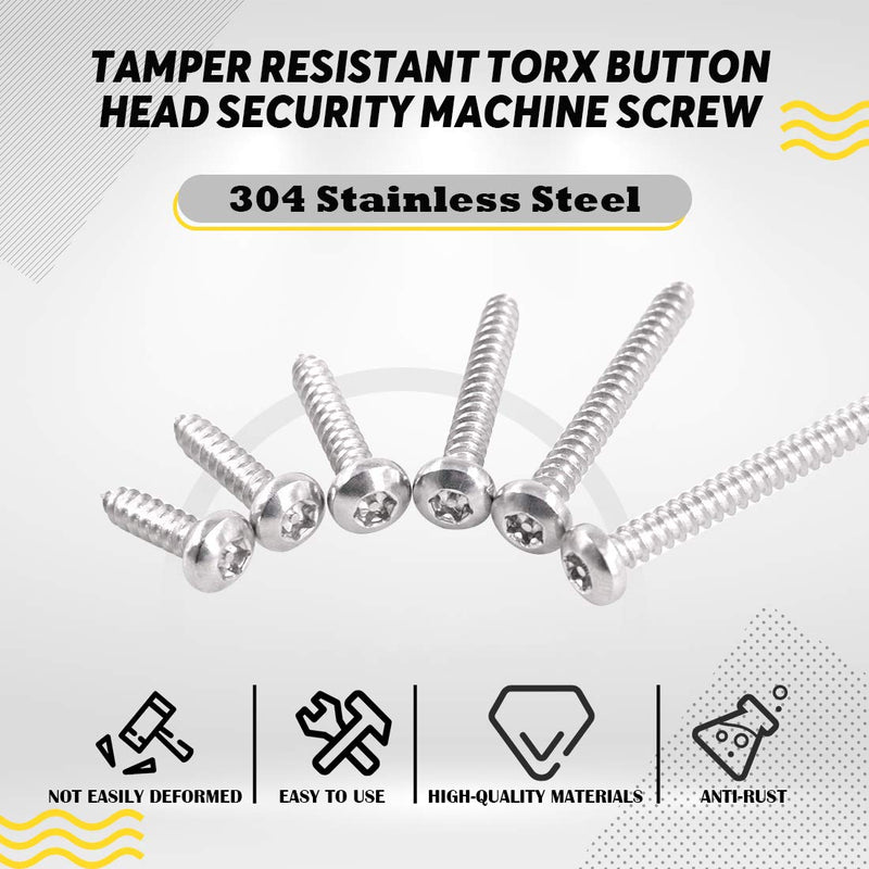 [Australia - AusPower] - Hilitchi 50Pcs #6 x 1 1/2" Stainless Steel Button Head Torx Silver Security Screws Sheet Metal Screws Anti-Theft Tamper Proof with Bit T15 #6 x 1 1/2"-50Pcs 