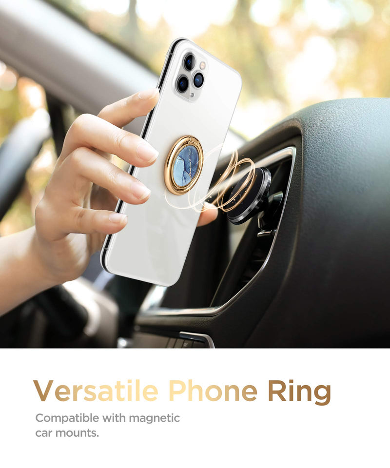 [Australia - AusPower] - GVIEWIN Marble Cell Phone Ring Holder, Metal Kickstand Grip for Magnetic Car Mount Compatible with iPhone 13 Pro Max/13 Pro/12 Pro Max/11 & Galaxy S22 Ultra/S22 and Other Smartphones (Navy Blue) Navy Blue 