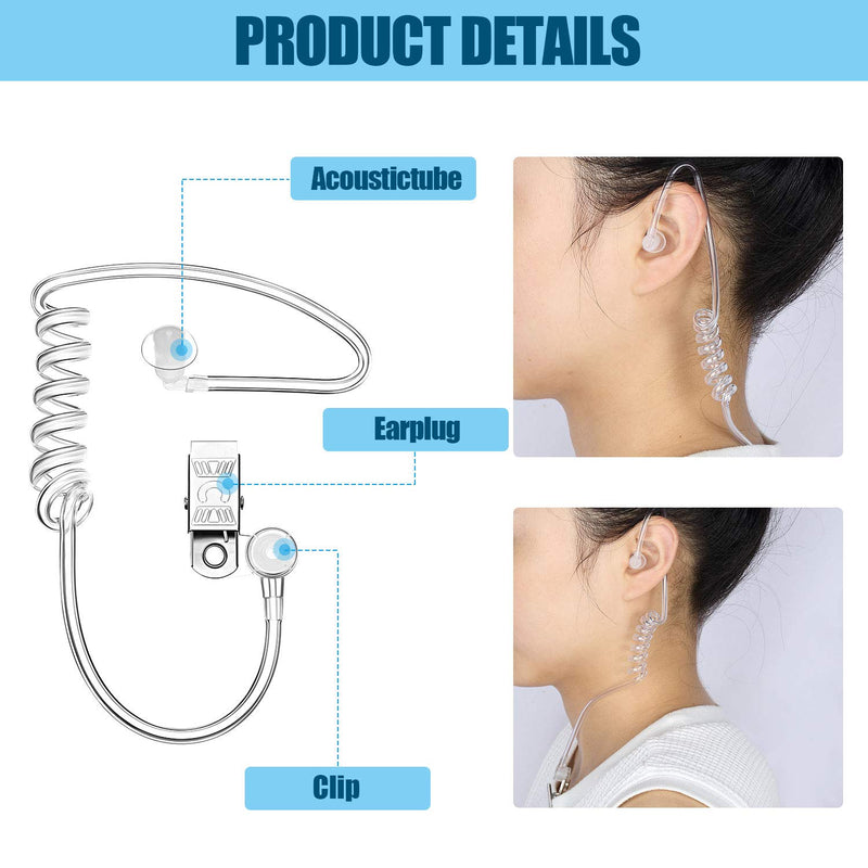 [Australia - AusPower] - 8 Pieces Spy Ear Piece Toys Security Headset Earpiece Agent Spy Earpiece Costume Prop Spy Earpiece Headphones, Snap Replacement Acoustic Tube for 2-Way Radio Audio Headsets 