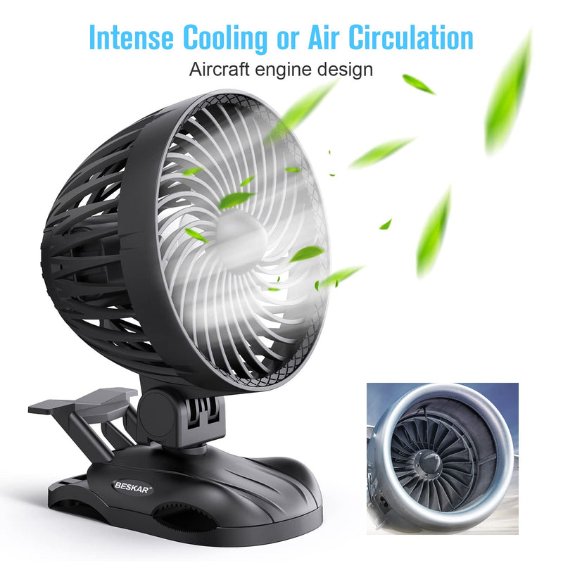 [Australia - AusPower] - Clip on Fan Small Desk Fan 2 In 1 - Personal USB Fan with CVT Speeds and Strong Airflow, Adjustable Tilt, The Quiet Little Fan for Office Home Bed - USB Cord Plug in Powered 