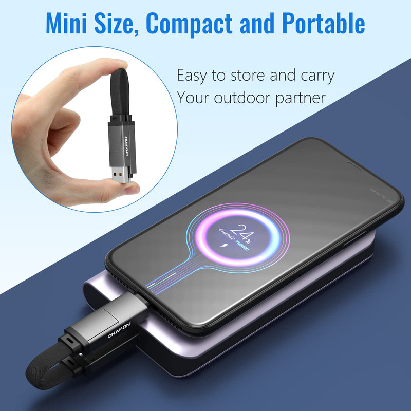 [Australia - AusPower] - CHAFON Multi Charging Cable Short,Portable Magnetic Keyring 5 in 1 USB Charger Data Cord,PD 60W USB A/C to Type C,Micro USB Connectors Compatible with Cell Phones Tablets Power Bank(3.15inch) 