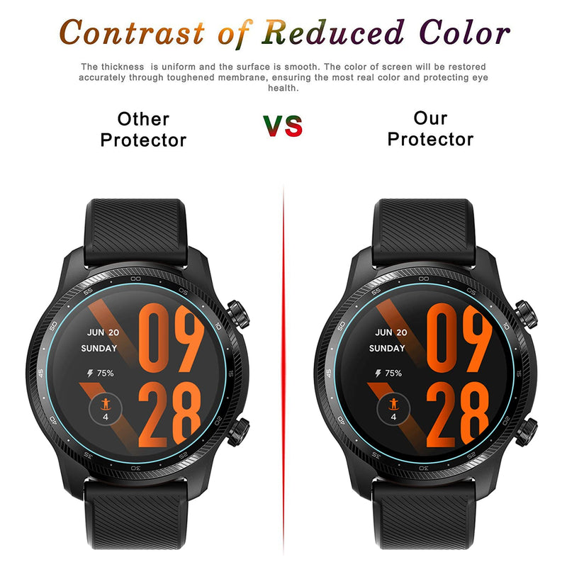 [Australia - AusPower] - WMTGUBU 3 Packs Tempered Glass Screen Protector Compatible with TicWatch Pro 3 Ultra GPS Smartwatch,9H Hardness Protective Glass 2.5D Full Coverage High Definition Premium Clear Smartwatch Accessories 