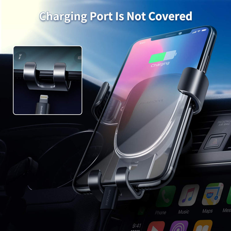 [Australia - AusPower] - SmartDevil Car Phone Holder Air Vent Phone Holder Adjustable Car Cradle for Cellphones One-Handed Operation Compatible with iPhone and All Other Smartphone (Black) Black 