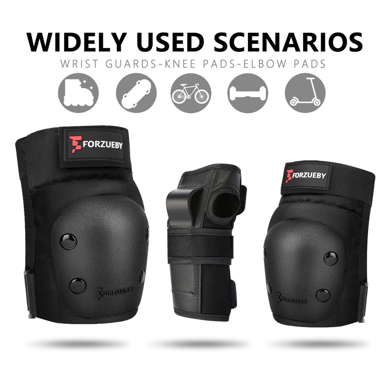 [Australia - AusPower] - Forzueby Adult/Kids Knee Pads Elbow Pads Wrist Guards 6 in 1 Protective Gear Set for Inline Roller Skating Skateboarding Scooter BMX etc. X-Small Black 