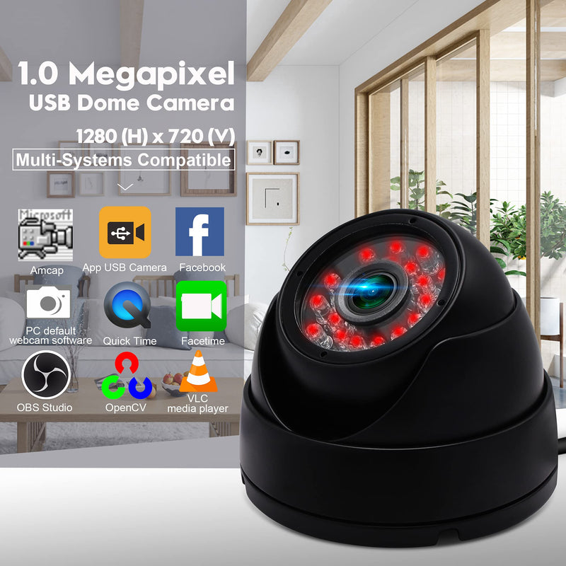 [Australia - AusPower] - IFWATER 1Megapixel CCTV Dome Camera Day and Night Vision Indoor&Outdoor Housing Camera with CMOS OV9712 Sensor,H.264 Waterproof USB Security Camera for Pc Industrial Security,Baby Monitor,Pets Monitor 1 Megapixel Lens-04H 