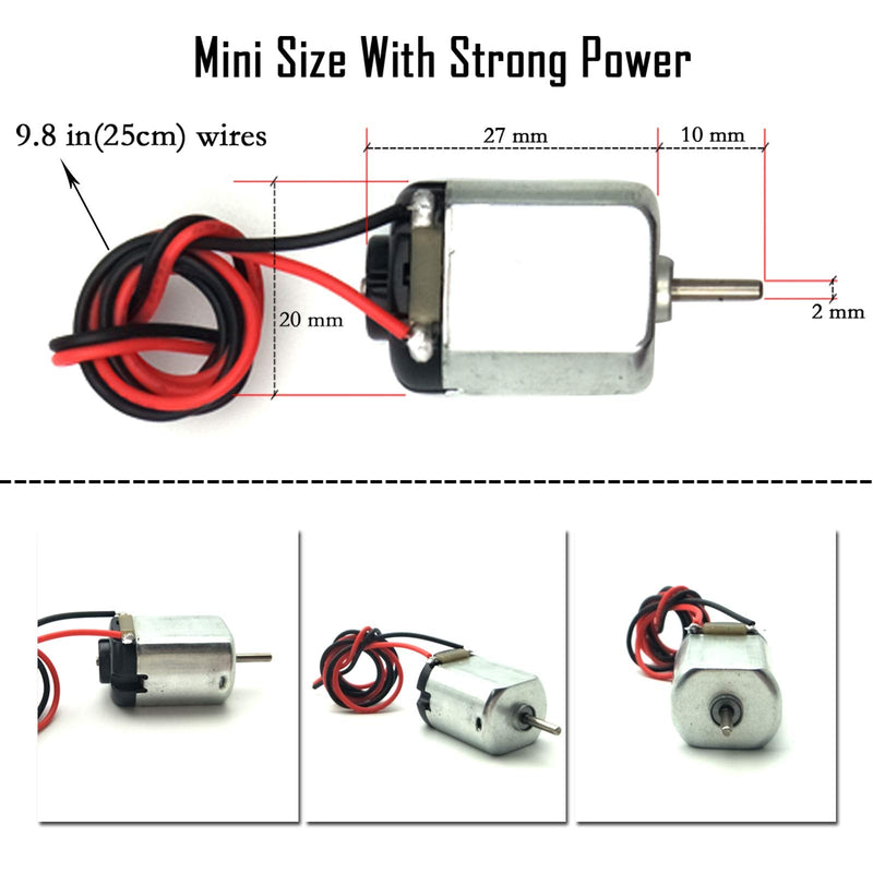 [Australia - AusPower] - EUDAX 15 Pcs Rectangular DC Motor Mini Electric Motor 1.5-3V 24000RPM with 9.8" Lead Wires with Motor Mounting Bracket Holder for DIY Toys 