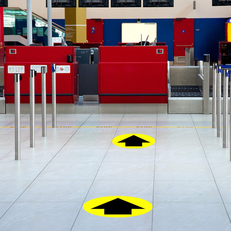 [Australia - AusPower] - 20 Pieces Directional Arrows, Social Distance Floor Decal Stickers, Floor Sign Sticker Markers for Crowd Guidance Control, Direction Guide, Grocery, Station, Bank, Lab Stand, Direction Decal (Yellow) 