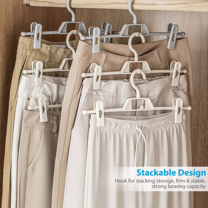 [Australia - AusPower] - YARNOW Pants Hangers, 10PCS Adjustable Clothes Hangers, Adjustable Clips Pants Hanger, Slack, Trouser, Jeans, Towels for Newborn, Adults Clothes,Cream White 