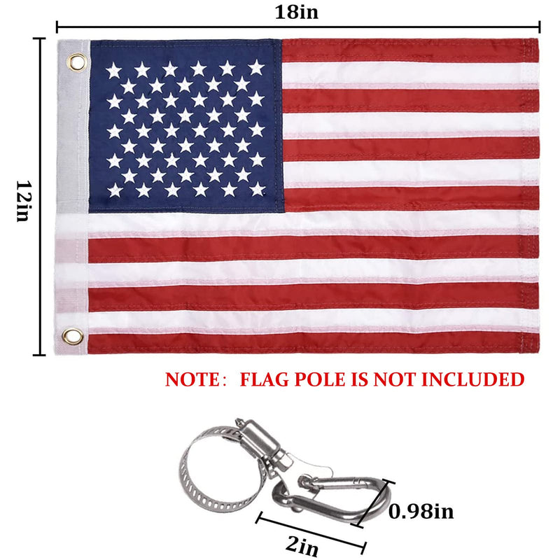 [Australia - AusPower] - Universal Boat Flag Marine 12"x18" with 4 Boat Flag Pole Kits USA Flag with 50 Embroidered Stars American Boat Flag 12x18 Inch 
