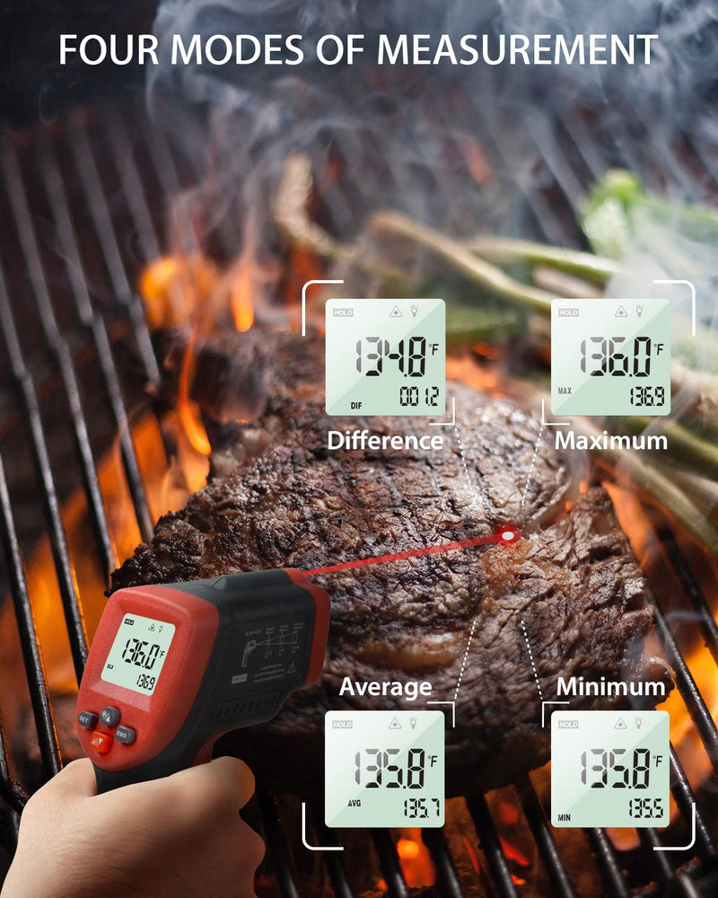 [Australia - AusPower] - Wintact Digital Infrared Laser Thermometer, -58 to 1022℉(-50 to 550℃) Non-Contact IR Thermal Heat Surface High Temperature Gun for Kitchen Cooking Food Meat Baking Candy BBQ Frying Oil, NOT for Human 