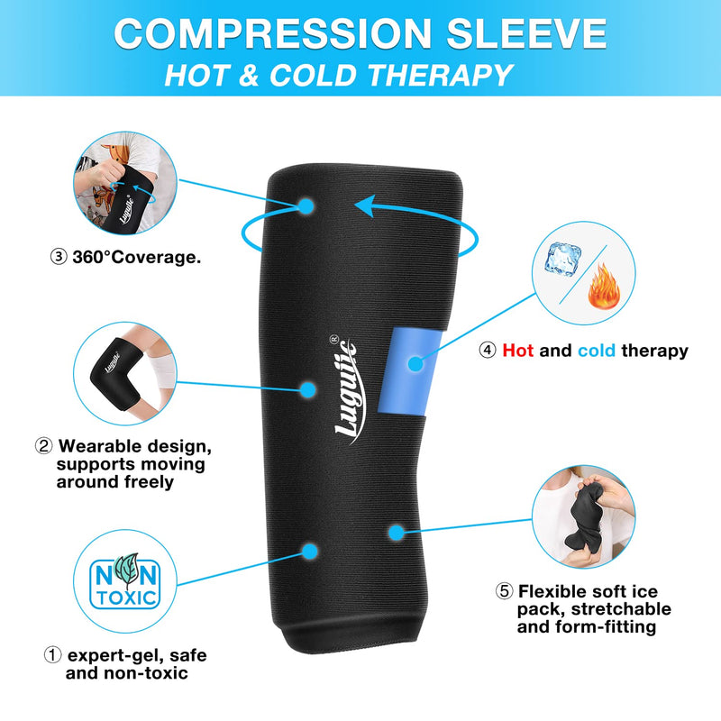 [Australia - AusPower] - Luguiic Knee & Elbow Ice Pack Cold Compression Sleeve Reusable for Injury - Flexible Cold Wrap for Pain and Injuries of Knee Elbow Ankle Calf for Meniscus, ACL, MCL, Bursitis Pain Relief Medium 