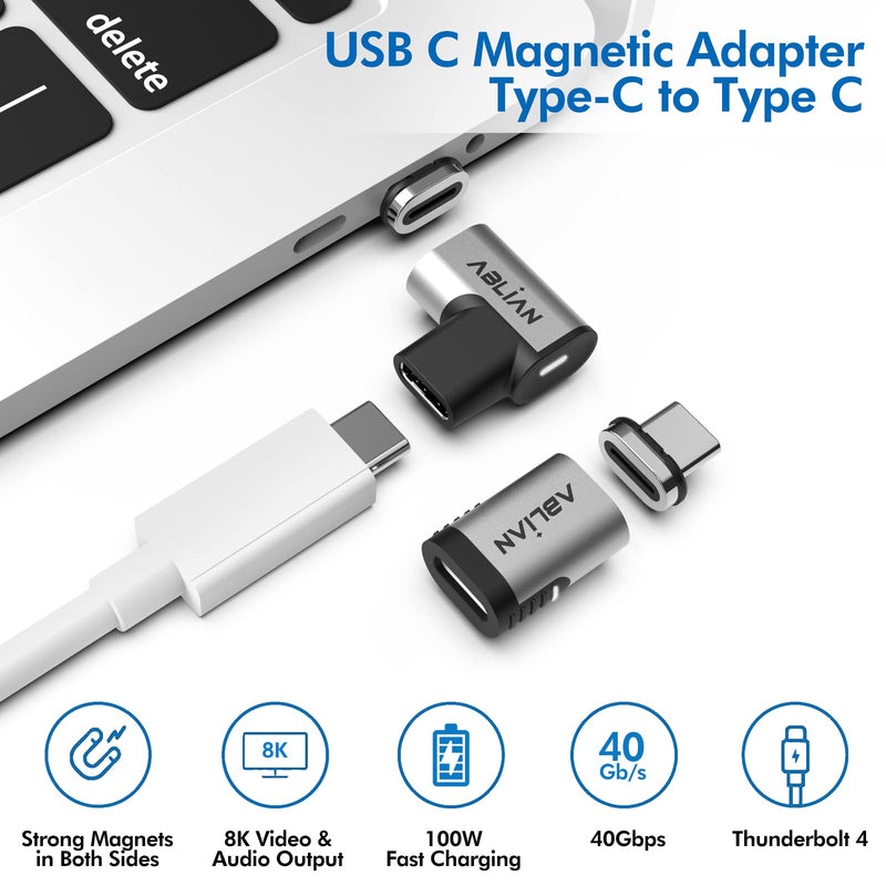 [Australia - AusPower] - USB C Magnetic Adapter,(2 Pack Straight & Right Angle) Support Thunderbolt 4,USB4.0, PD 100W Quick Charge,40Gb/s Data Transfer,8K Video Output Compatible with MacBook and More USB C Devices. USB adapter 