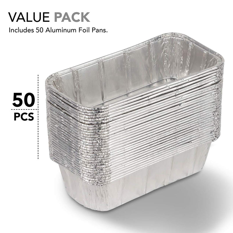 [Australia - AusPower] - Aluminum Pans Mini Loaf Pans (50 Pack) 1 Lb Aluminum Foil Tin Pans, Small Loaf Pans – 1 Pound Disposable Baking Pans Perfect for Baking Cakes, Bread Loaves - 6 x 3.5 x 2 