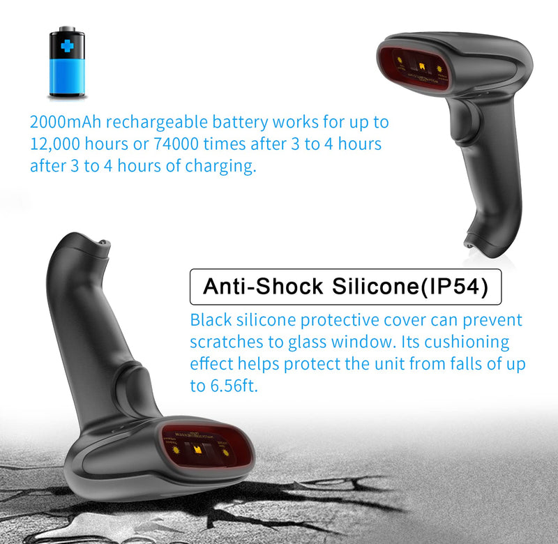 [Australia - AusPower] - USB Bluetooth Barcode Scanner with Stand,Alacrity Handsfree Barcode Scanner Wireless Versatile 3-in-1Rechargeable Cordless 1D Barcode Reader USB Handheld Bar Code Scanner Wireless Inventory Scanner 