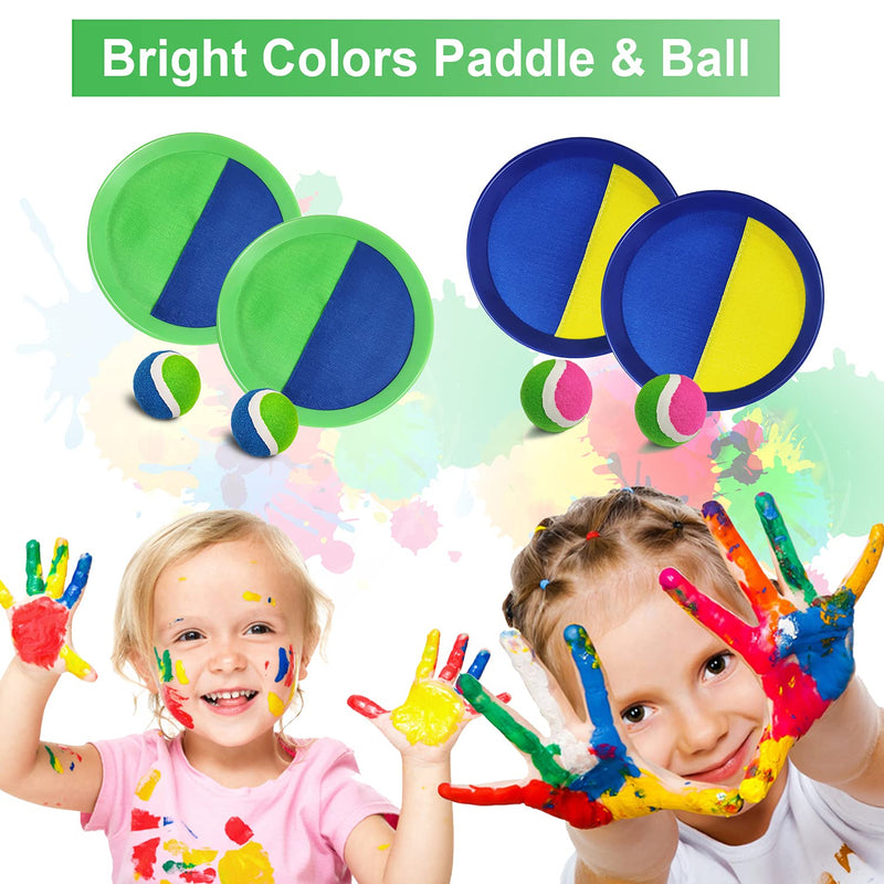 [Australia - AusPower] - Jalunth Ball Catch Set Games Toss Paddle - Beach Toys Back Yard Outdoor Lawn Backyard Throw Sticky Set Age 3 4 5 6 7 8 9 10 11 12 Years Old Boys Girls Kids Adults Family Outside Easter Gifts Green 