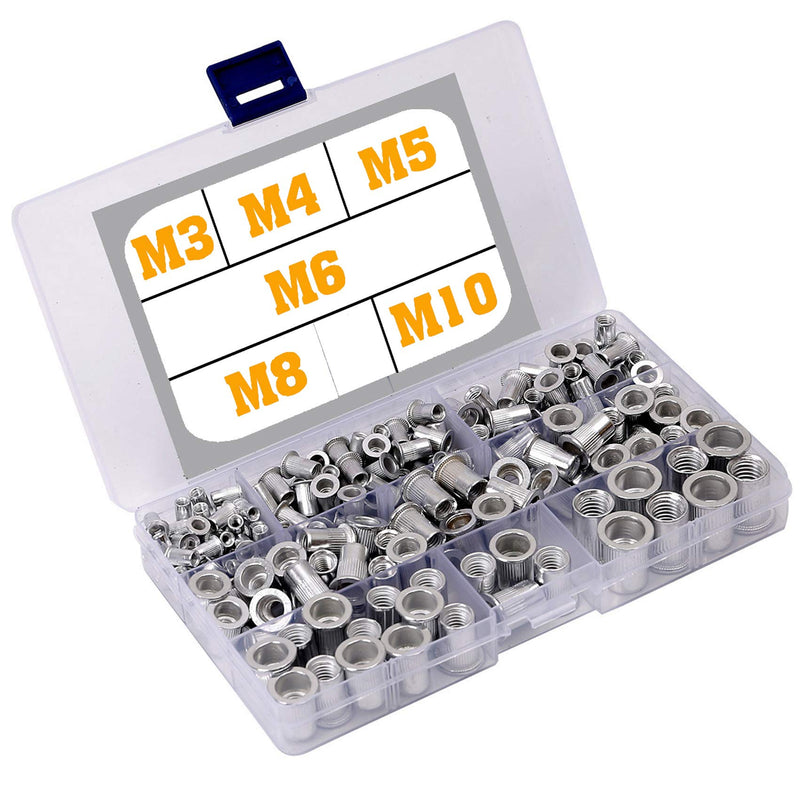 [Australia - AusPower] - Aluminum Rivet Nuts M3 M4 M5 M6 M8 M10 Nutsert RIV Nuts Threaded Rivet Insert Nuts Kit 199 Pieces M3*M4*M5*M6*M8*M10 