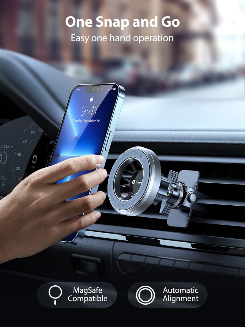 [Australia - AusPower] - [2022 Fully Upgraded] VICSEED Magnetic Phone Holder for Car [Strongest N52 Magnets] Magnetic Car Vent Mount 360° Rotatable Car Phone Mount Fit for MagSafe iPhone 13 12 Pro Max Mini/ All Phones & Cases 