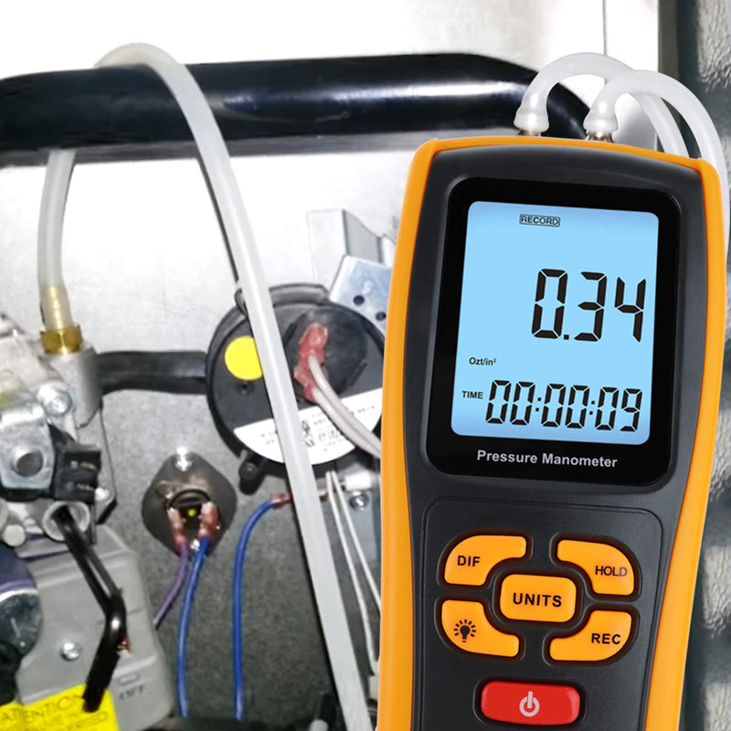 [Australia - AusPower] - Digital Data Logging Manometer Differential Air Pressure Gauge Dual Port HVAC Gas Pressure Tester Sync Date to PC via USB Connection Manometer with Data Logging 