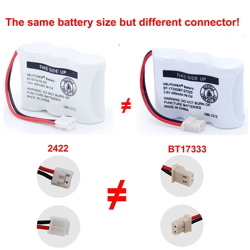 [Australia - AusPower] - QBLPOWER BT-17333 BT-27333 Handset Telephone Rechargeable Battery 2/3AA 3.6V NI-CD Cordless Phone Battery BT17333 BT27333 BT-17233 BT17233 BT-163345 CS5121 (Pack of 2) 2 Pack BT17333 