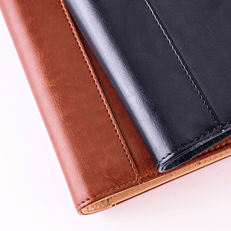 [Australia - AusPower] - Enyuwlcm PU Leather Padfolio Ring Binder with Clipboard Resume Leather Portfolio with 20 Clear Plastic Sleeves Black 