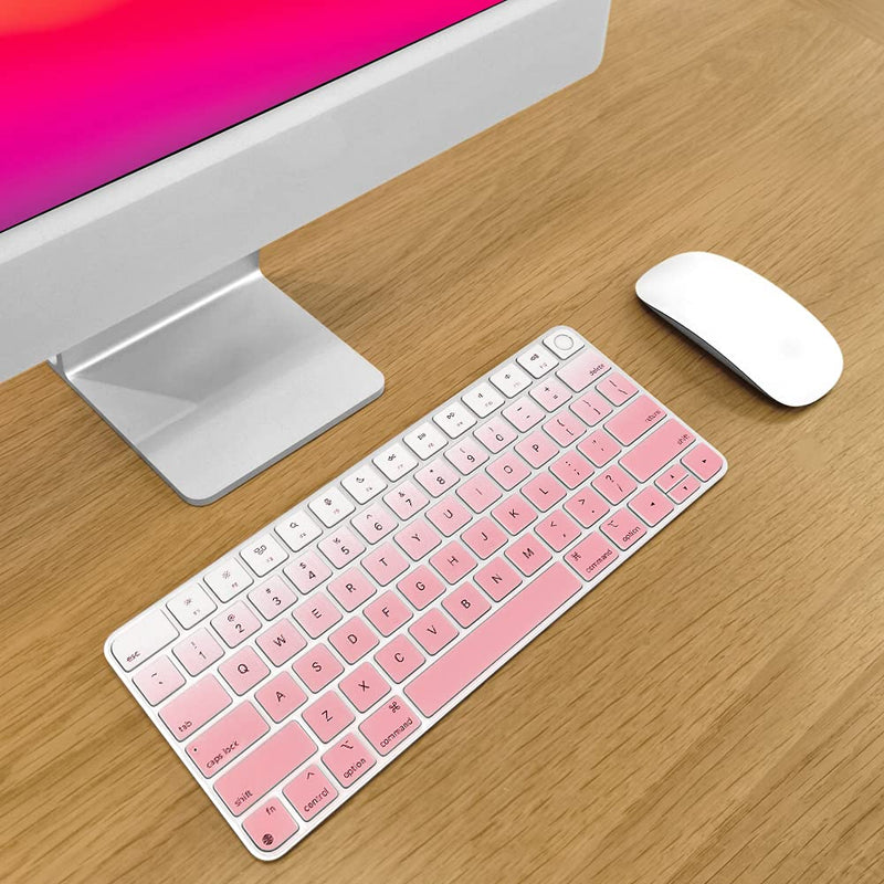 [Australia - AusPower] - ProElife Keyboard Cover Skin for Apple Magic Keyboard 3 (with Touch ID, Model: A2449, for 2021 iMac 24'' & 2022 Mac Studio with Silicon Chip) Accessories Ultra Thin Silicone Protector (Ombre Pink) Ombre Pink 