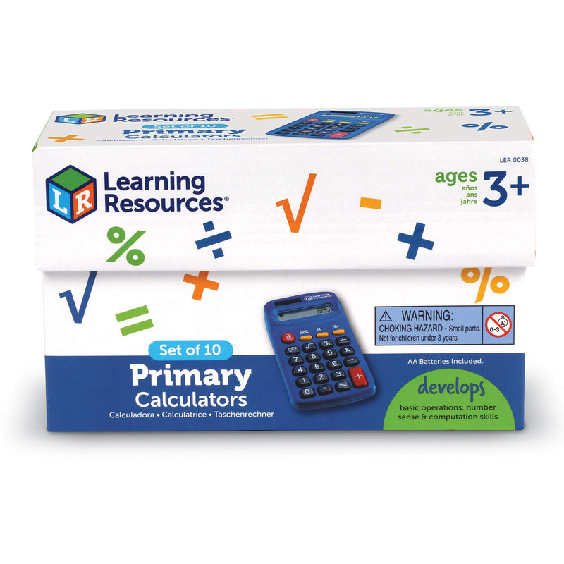 [Australia - AusPower] - Learning Resources Primary Calculator - 10 Pieces, Ages 3+ Basic Solar Powered Calculators, Teacher Set of 10 Calculators, School Supplies 