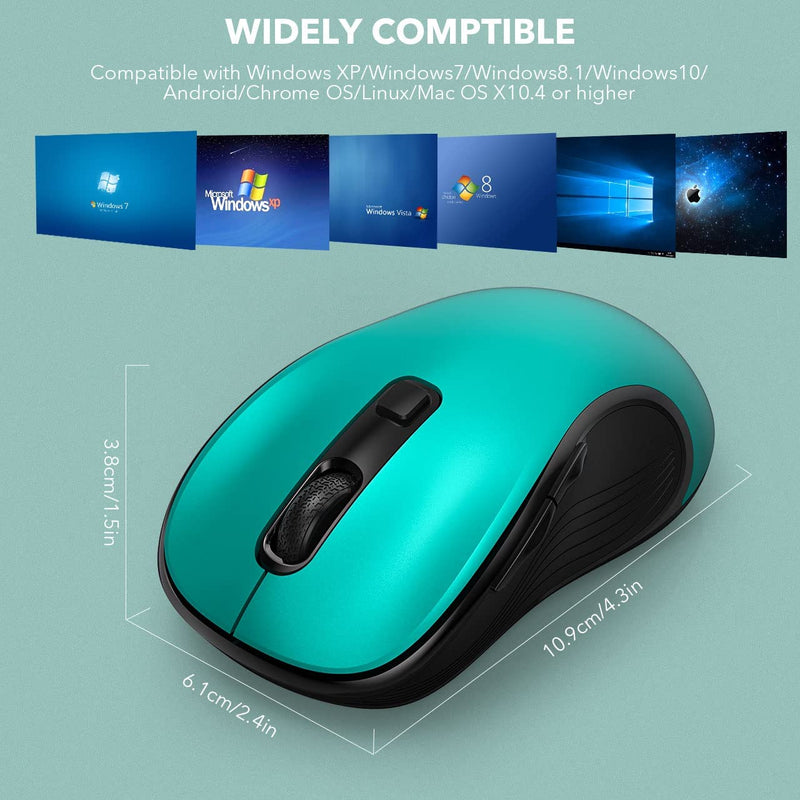 [Australia - AusPower] - Deeliva Wireless Mouse, Ergonomic Mouse with Side Buttons, 3 Adjustable DPI and 2.4G USB Receiver, Portable Cordless Mice for Laptop, PC, Computer, MacBook, Chromebook (Green) Green 