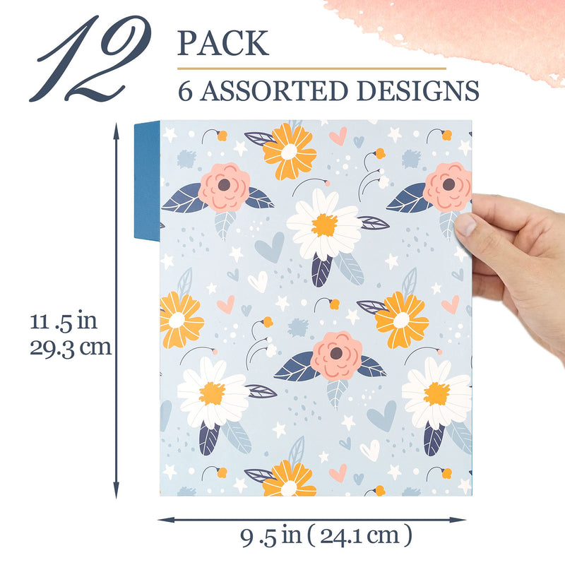 [Australia - AusPower] - Decorative File Folders, 12-Pack Cute Spring Floral File Folders, Letter Size, 6 Designs Spring Florets 