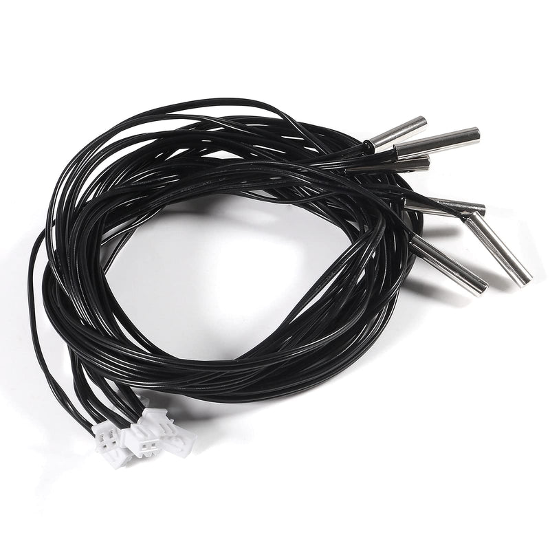 [Australia - AusPower] - AEDIKO 6pcs 10K Temperature Sensor Probe 1M NTC3950 Thermistor Stainless Steel Temp Sensor Probe Digital Temperature Transmitter Extension Cable 