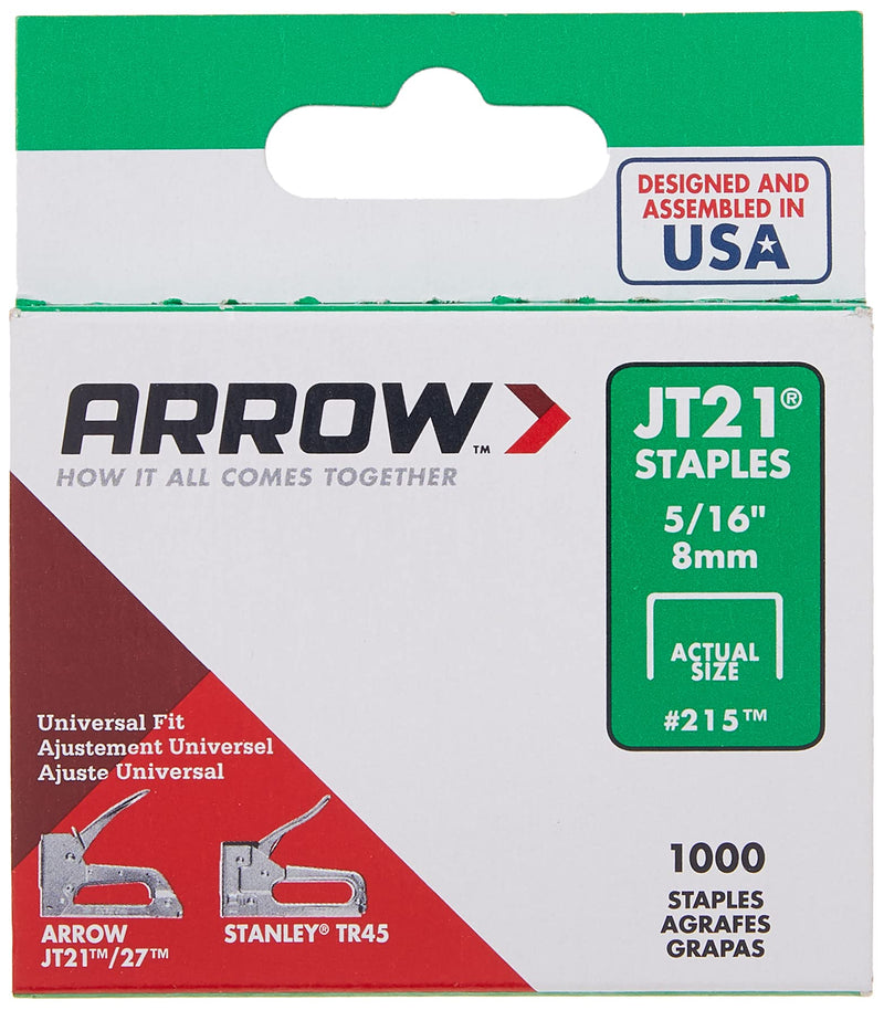 [Australia - AusPower] - Arrow Fastener 215 Genuine JT21/T27 5/16-Inch Staples, 1,000-Pack 5/16 Inch 