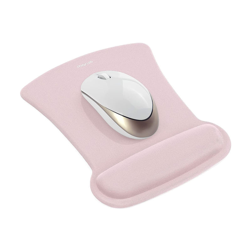[Australia - AusPower] - MOSISO Wrist Rest Support for Mouse Pad & Keyboard Set, Ergonomic Mousepad Non-Slip Base Home/Office Pain Relief & Easy Typing Cushion with Neoprene Cloth & Raised Memory Foam, Pink 