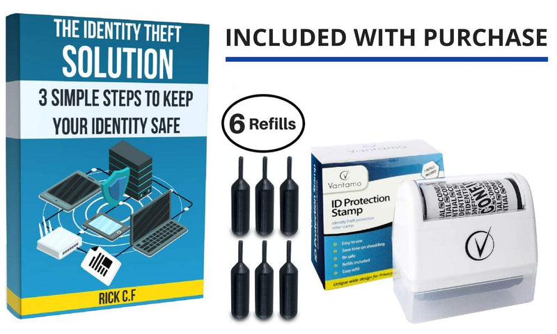 [Australia - AusPower] - Identity Theft Protection Roller Stamps Wide Kit, Including 6-Pack Refills - Confidential Roller Stamp, Anti Theft, Privacy & Security Stamp, Designed for ID Blackout Security - Classy White Stamp + 6 Refills 
