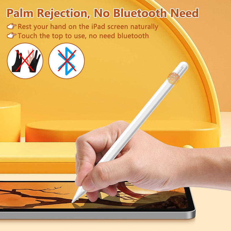 [Australia - AusPower] - GOOJODOQ 12th Gen Stylus Pen for iPad with Palm Rejection Tilt,Compatible with iPad 2021 2020 2018 2019,Writing/Drawing Magnetically Attached Pencil 
