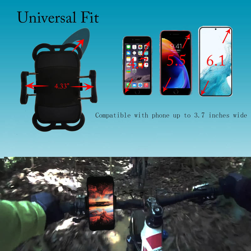 [Australia - AusPower] - Bike Phone Mount, LSJX 360° Rotatable Anti-Shake Motorcycle Mountain Bike Smart Cell Phone Holder with Expandable Silicone Strap, Suitable for iPhone 13, 11, X, XR, 8, 7, 6 G 