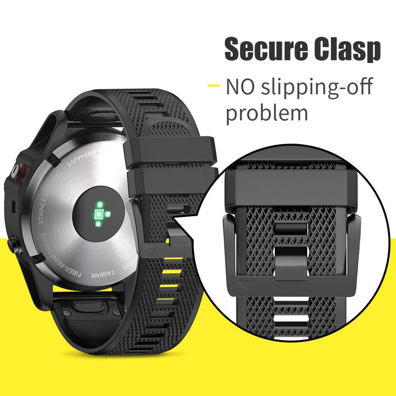 [Australia - AusPower] - ANCOOL Compatible with Fenix 6 Bands Easy Fit Mechanism Silicone Watch Bands Replacement for Fenix 5/Fenix 5 Plus/Fenix 6/Fenix 6 Pro/Approach S62/Quatix 6 Smartwatches Black/Slate 
